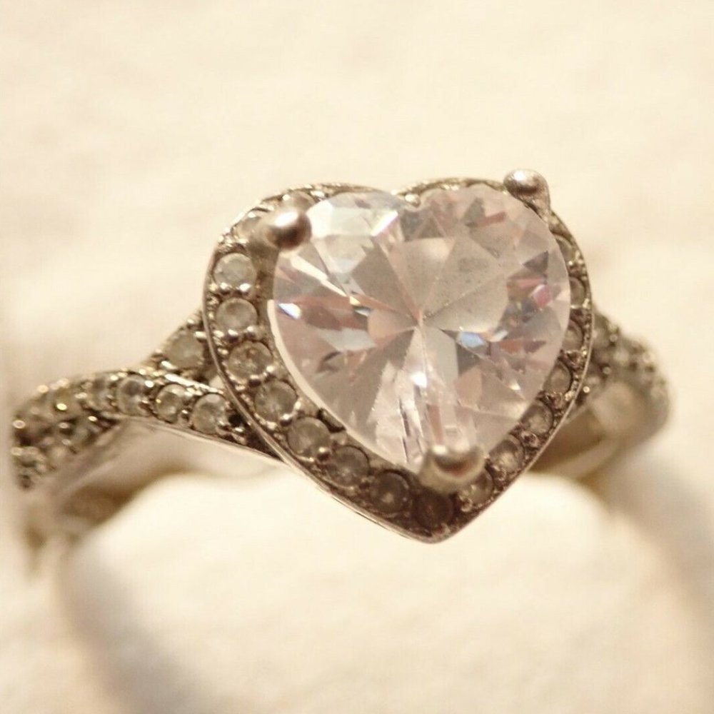 2 FOR 1: Sterling Silver Cubic Zirconia Heart Ring - Picture 3 of 10